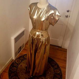 Vintage | Cachet by Bari Protas | Gold Lame | 2 Piece | Metallic | Size: 9/10